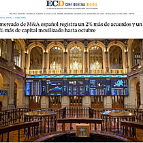 El mercado de M&A espaol registra un 2% ms de acuerdos y un 19% ms de capital movilizado hasta octubre